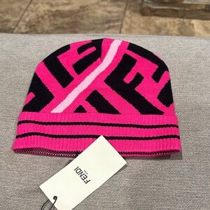 Black and Pink Patterned Beanie
